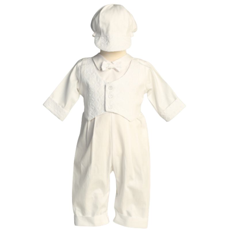 Grayson Embroidered cotton vest with long poly cotton romper set