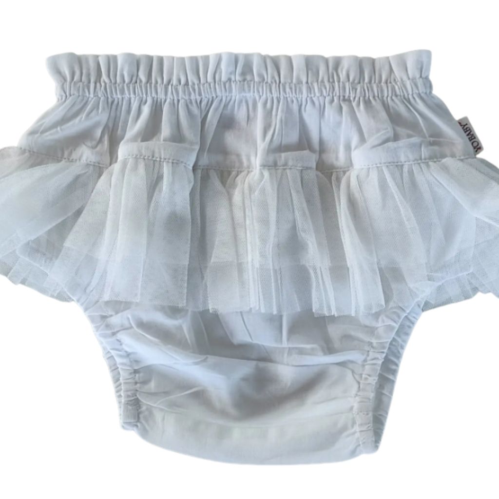 White Tulle Ruffles Diaper Cover  sp25