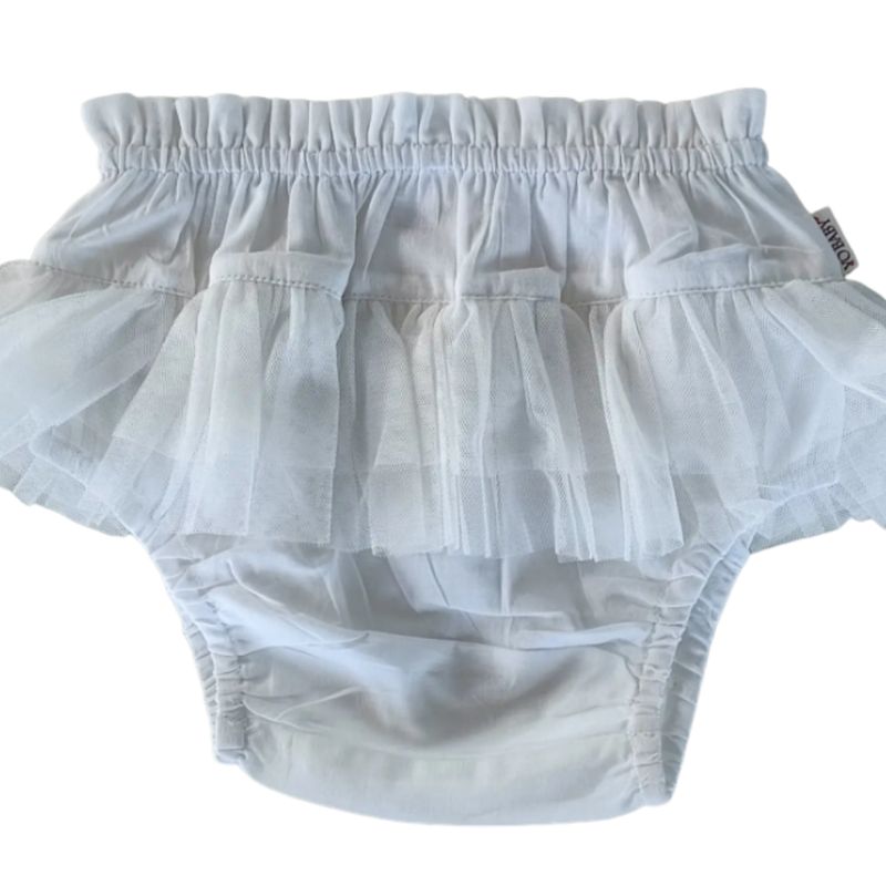 White Tulle Ruffles Diaper Cover  sp25