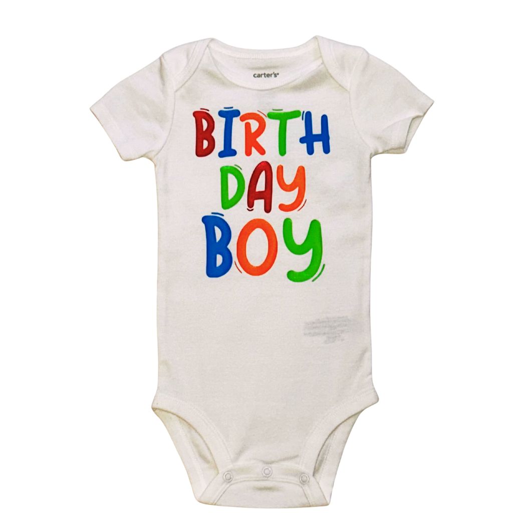 Birthday Boy Primary Colors Short Sleeve , Size: 12m Onesie "1'