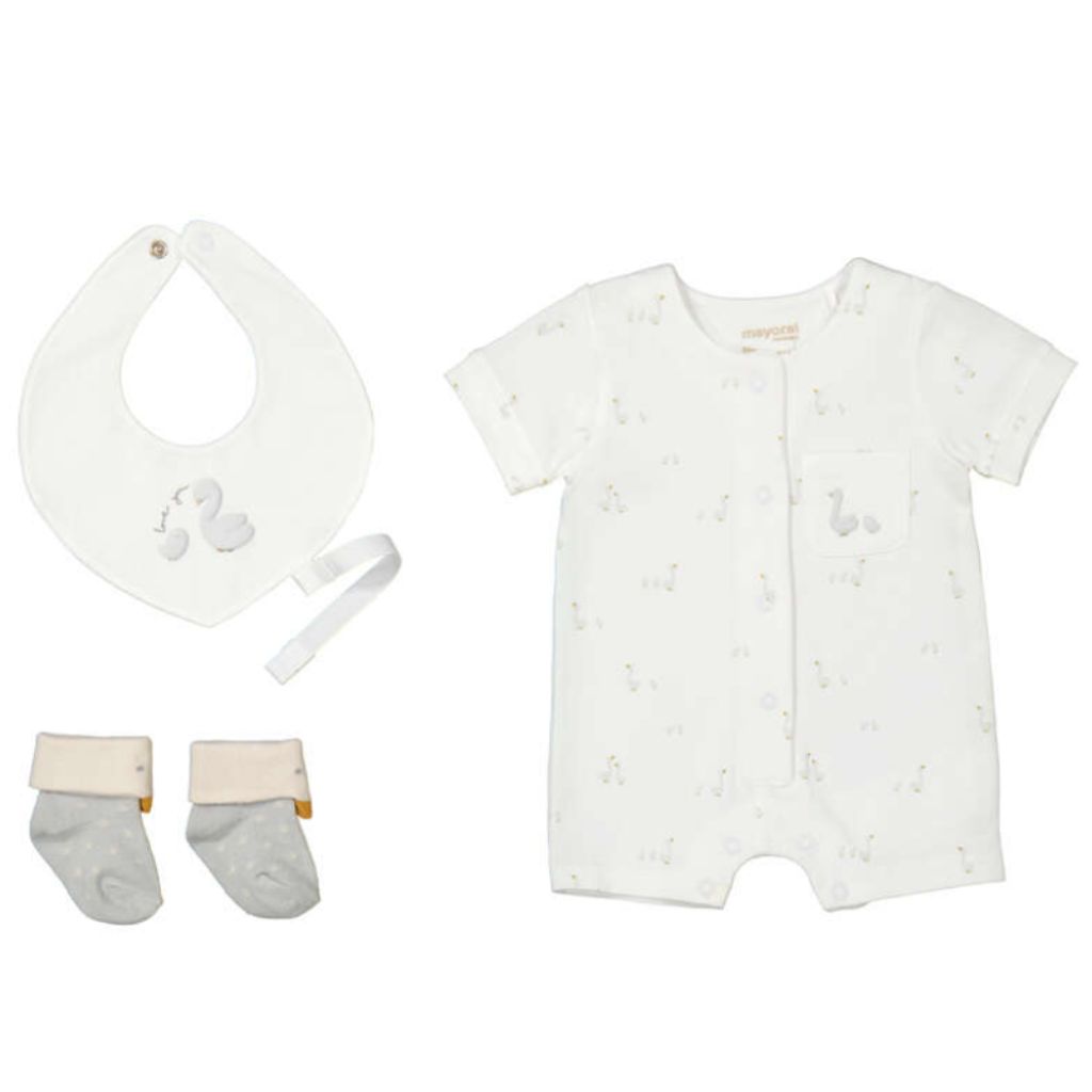 White Short Romper Cozy Set