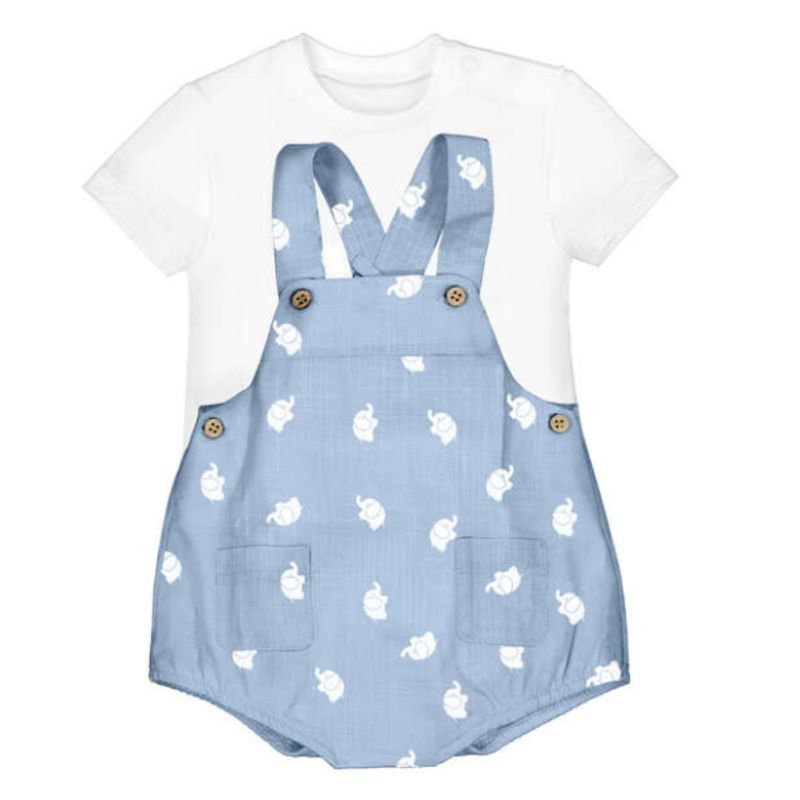 Waves Elephant Romper T-shirt Set