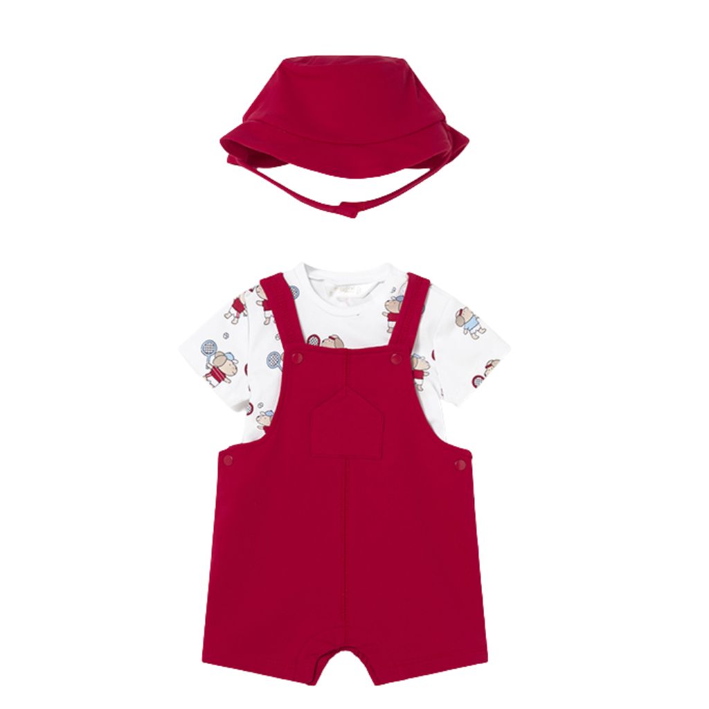 Red Knit Romper and Hat Set