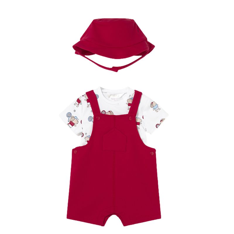 Red Knit Romper and Hat Set