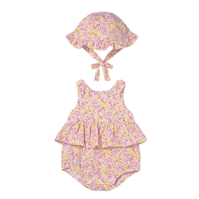 Rose Patterned Onesie with Hat
