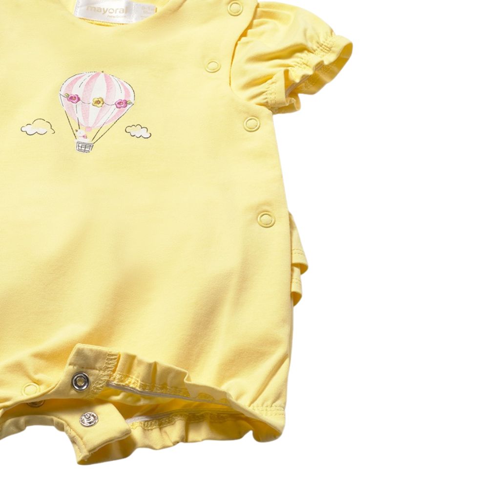 Yellow or Floral Short Romper, Color: Yellow Hot Air Balloon, Size: 1-2 (0-3m)