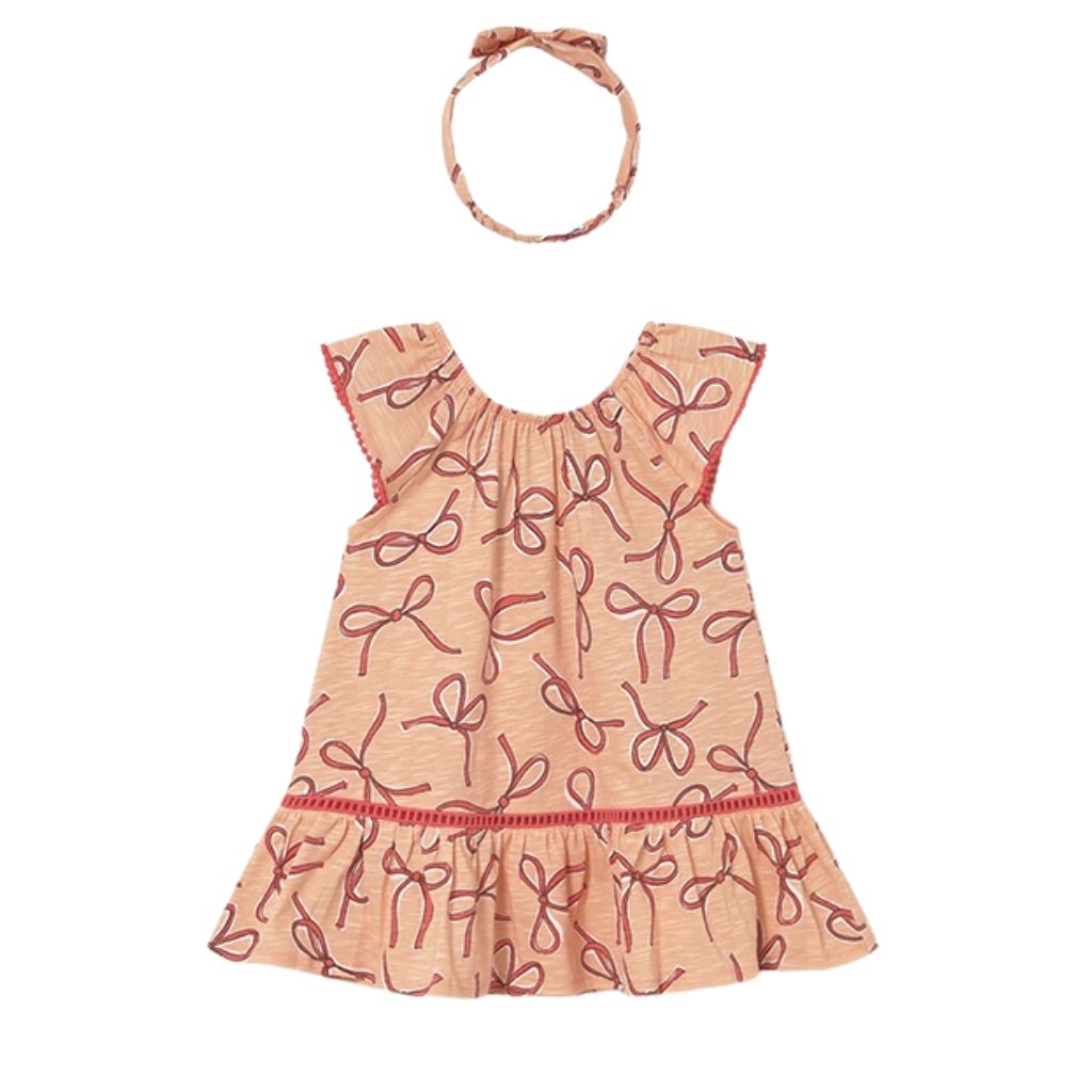 Tangerine Bow Dress with Headband