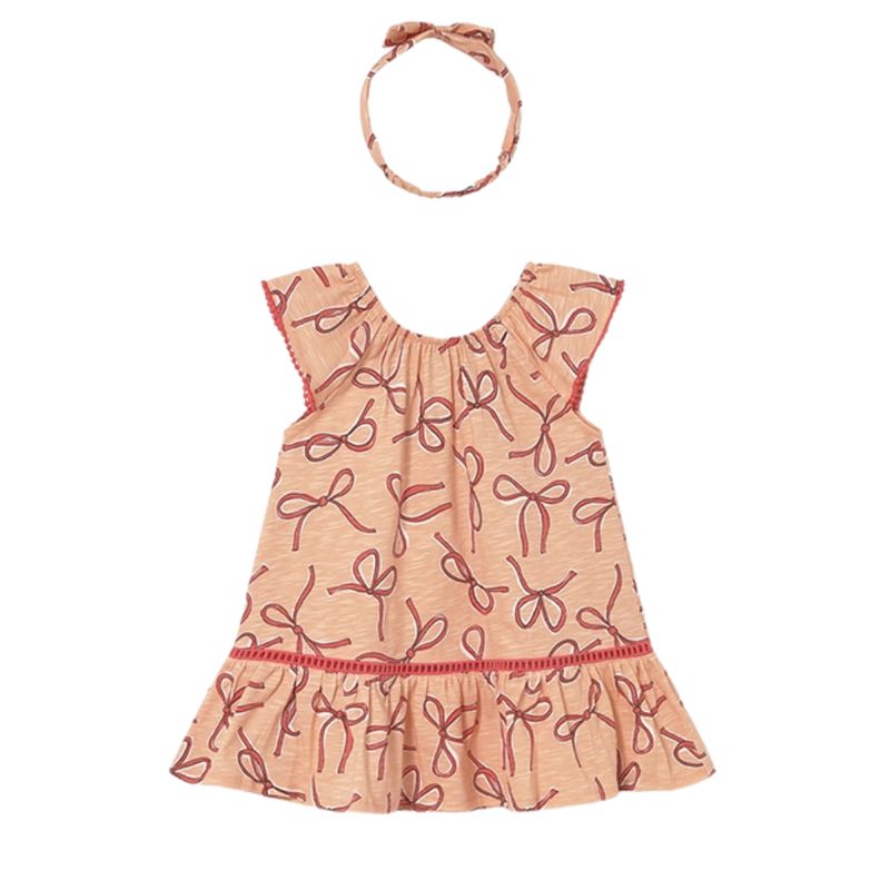 Tangerine Bow Dress with Headband