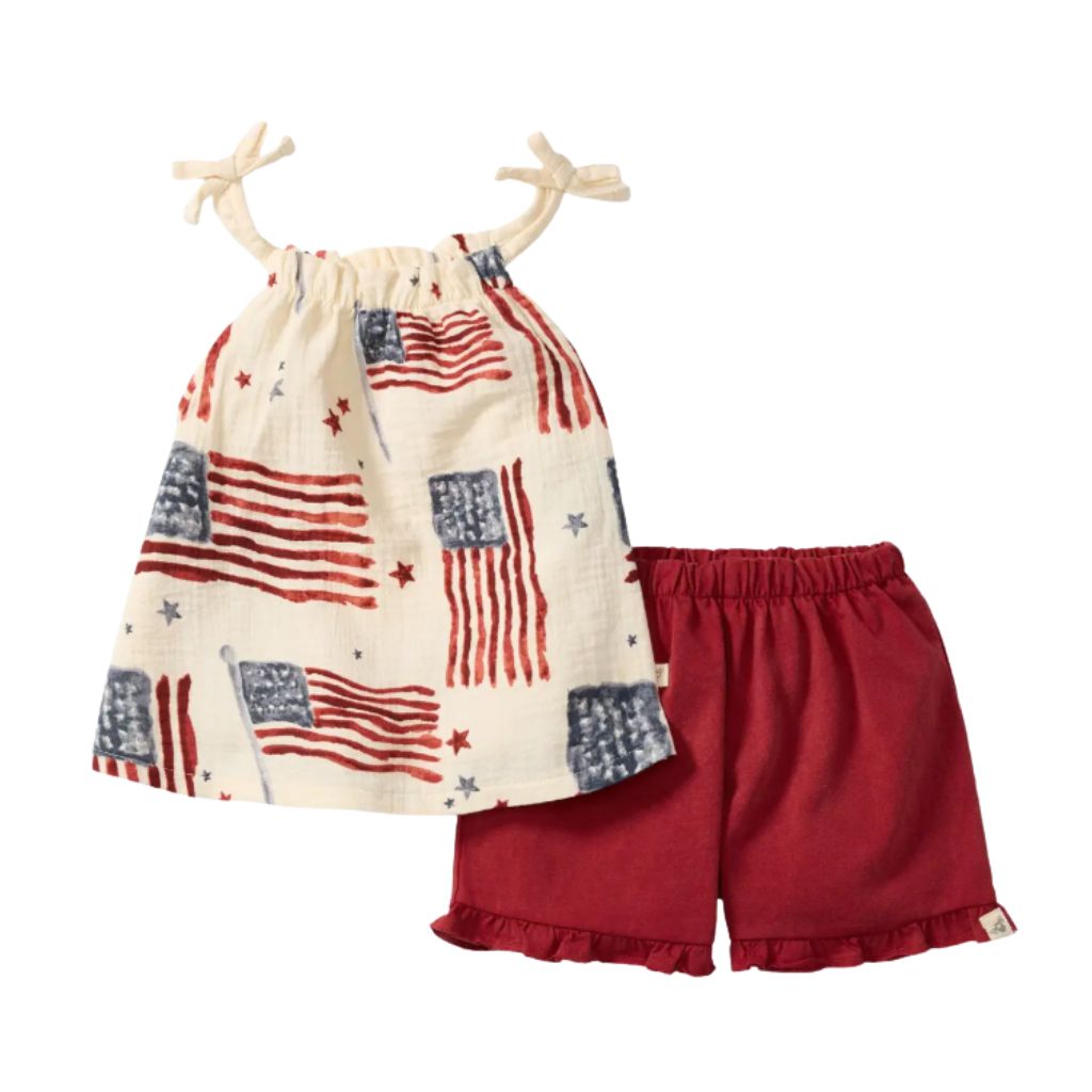 American Flag Girl Tank &amp; Shorts Set