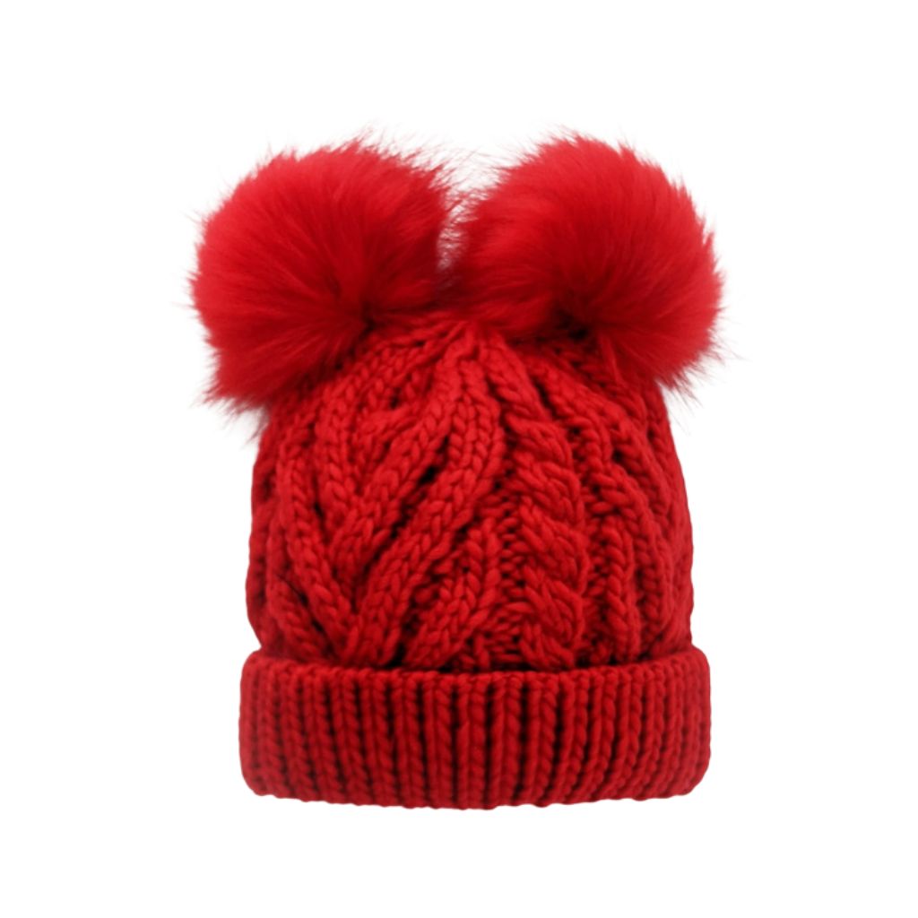 Red Fluffer Beanie Hat Fall25 