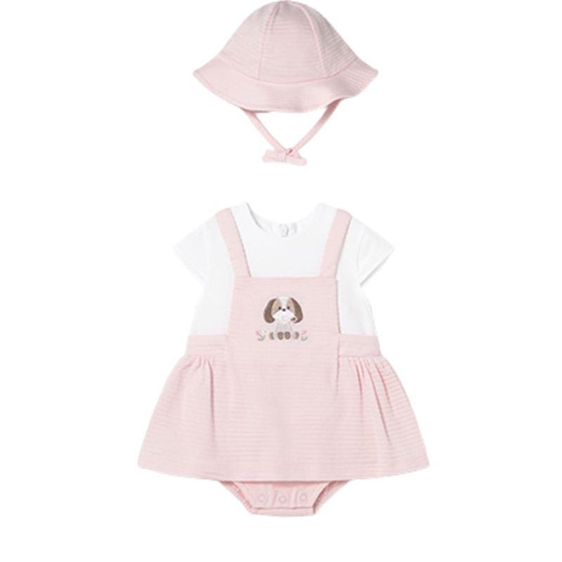 Baby Rose Puppy Romper with Hat