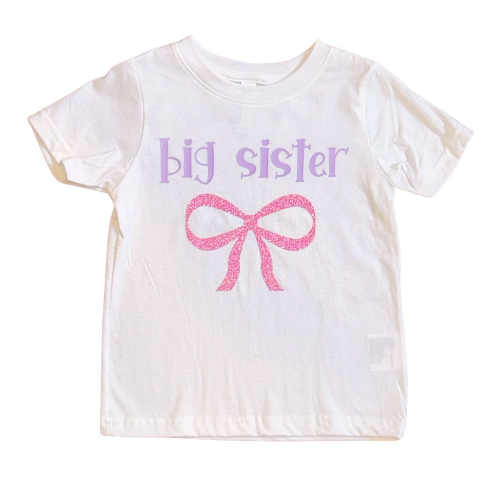 Big Sister Purple with Pink Bow Short Sleeve