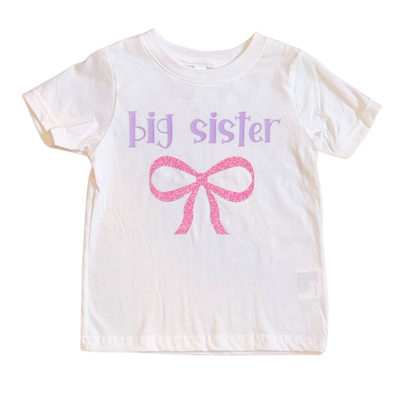 Big Sister Purple with Pink Bow Short Sleeve