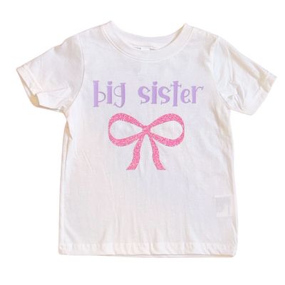 Big Sister Purple with Pink Bow Short Sleeve