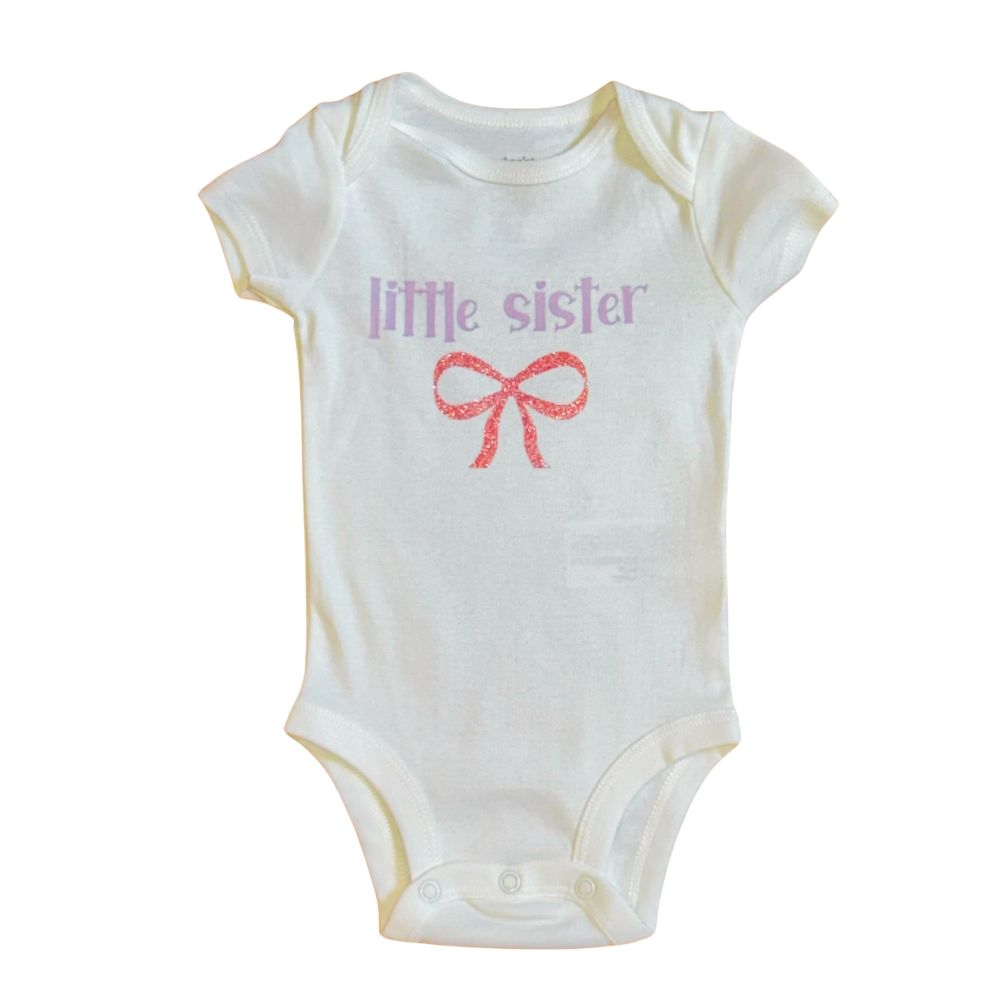 Little Sister Purple with Pink Bow Onesie
