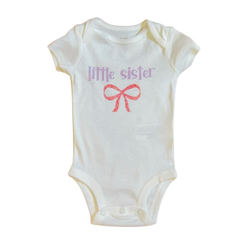 Little Sister Purple with Pink Bow Onesie