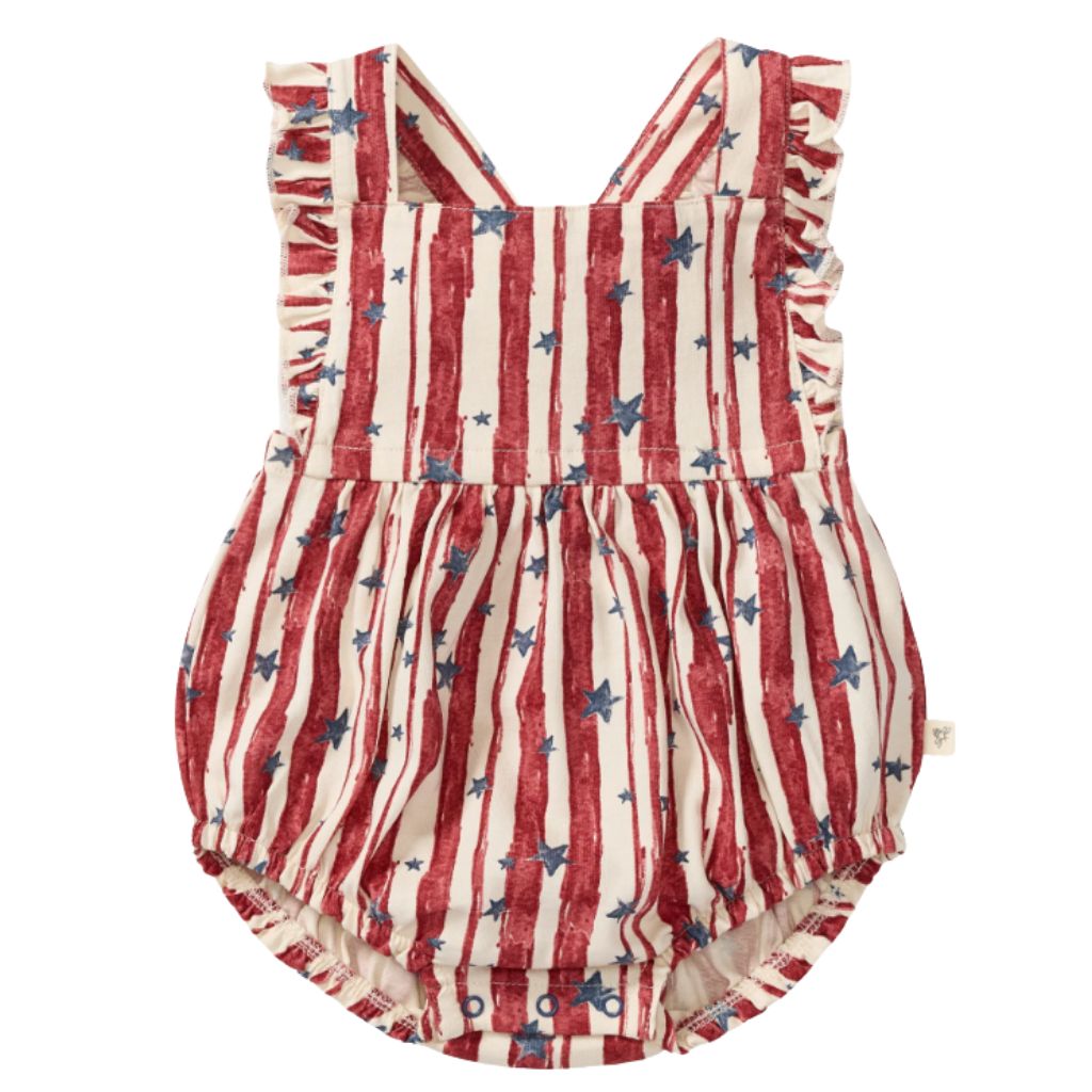 Stars &amp; Stripes Baby Girl Bubble Romper