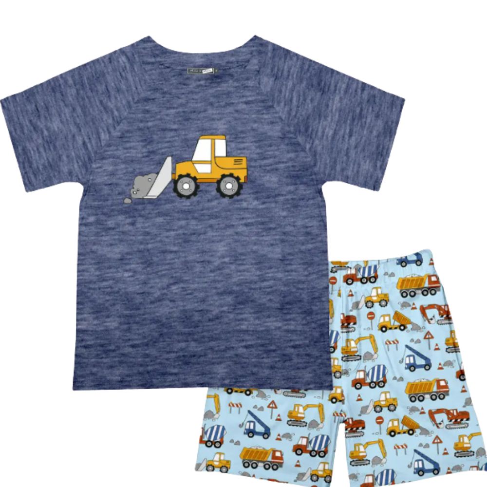Navy Heather Digger Crewneck Tee &amp; Truck Pocket Shorts