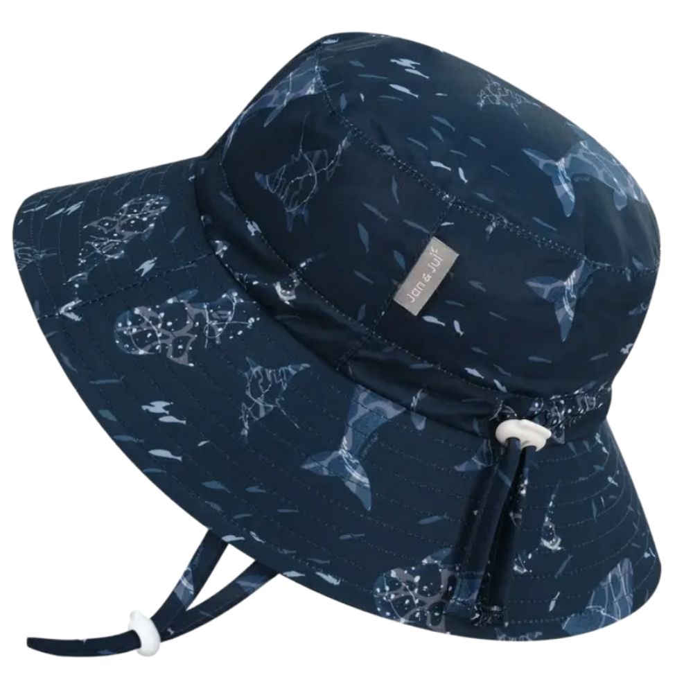 Navy Whale Play Aqua Dry Bucket Hat