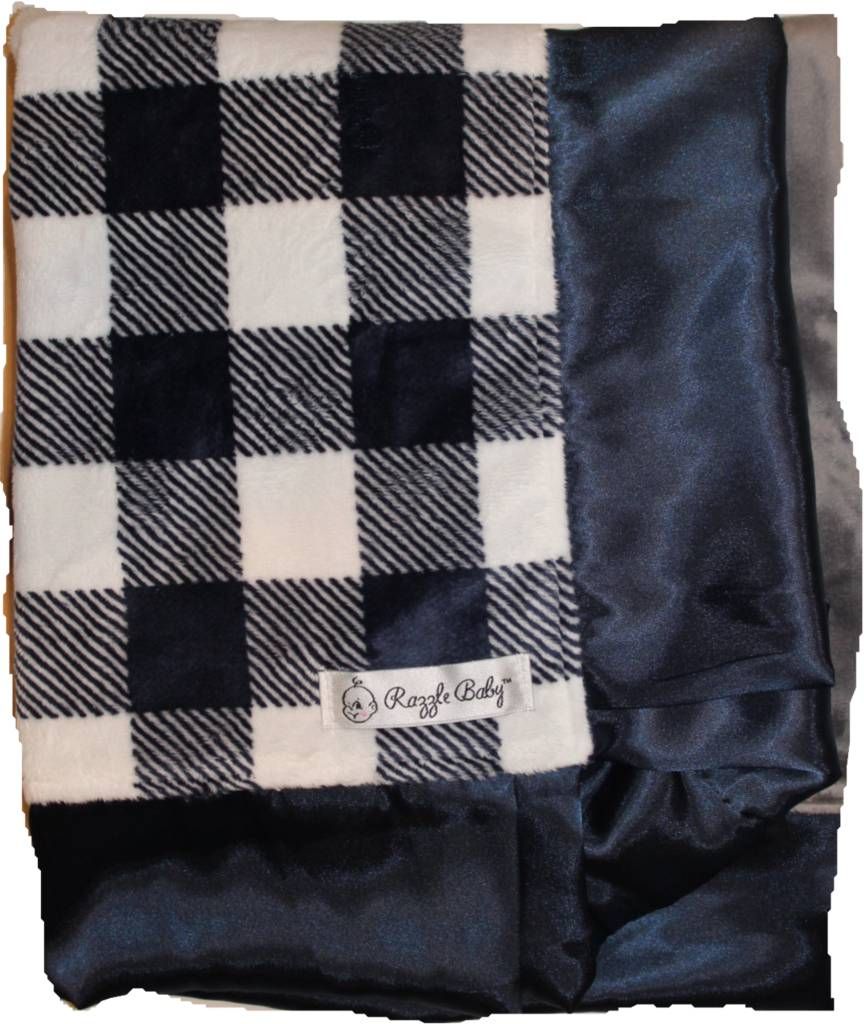 Navy Plaid Double Plush Blanket