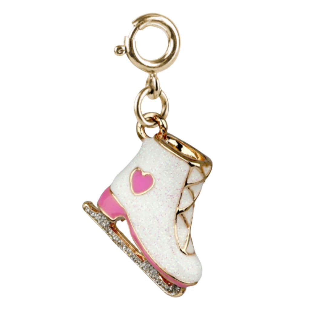 Gold Glitter Ice Skate Charm