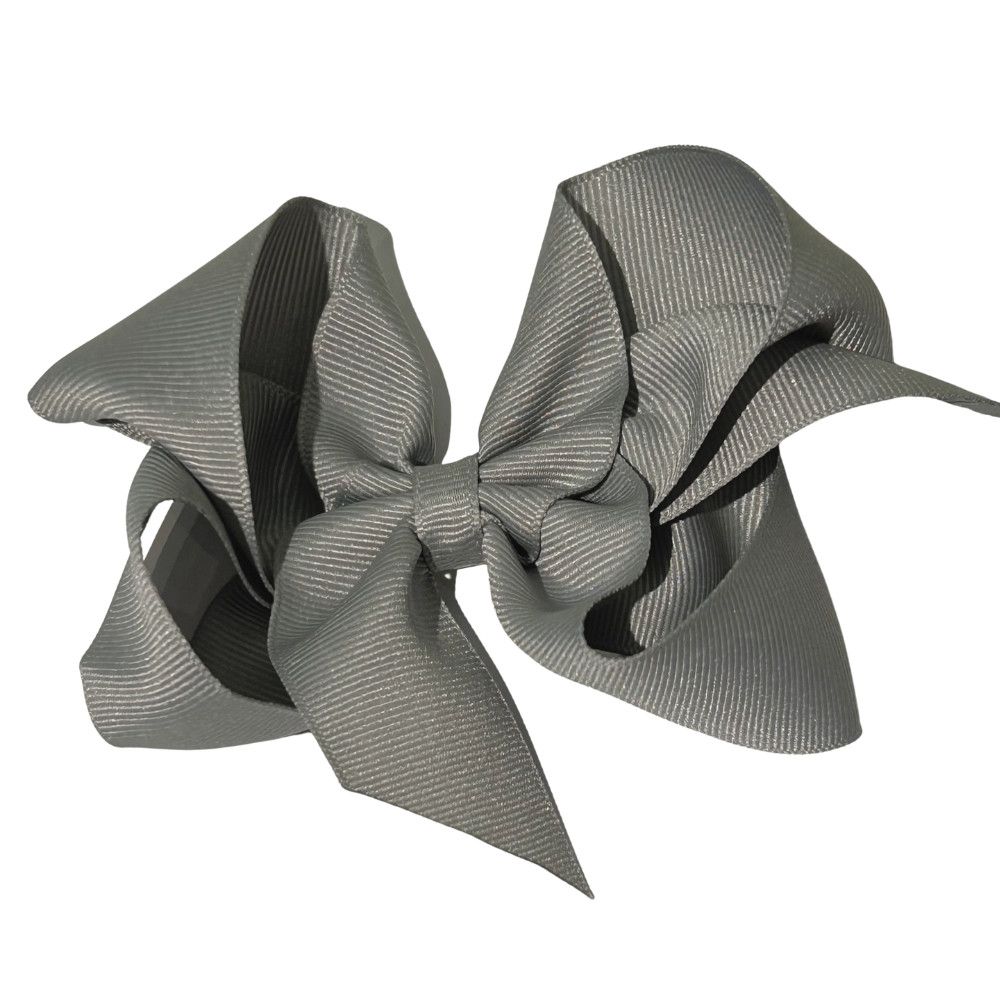 Grey Big (5in) Grosgrain Bow