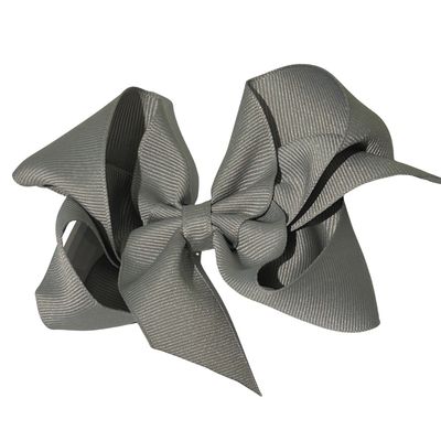 Grey Big (5in) Grosgrain Bow