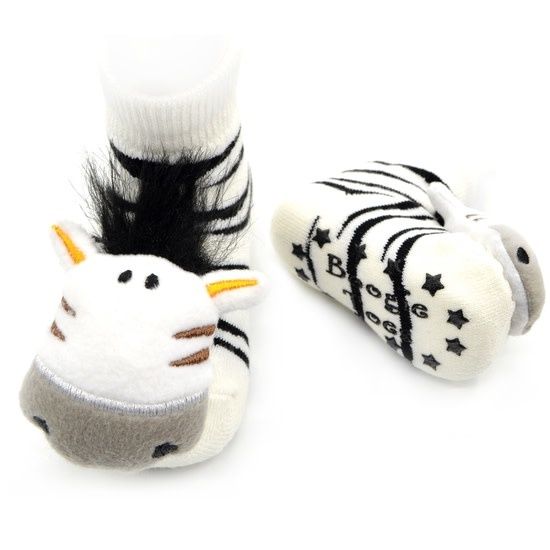 Playful Zebra Rattle Socks 0-12m