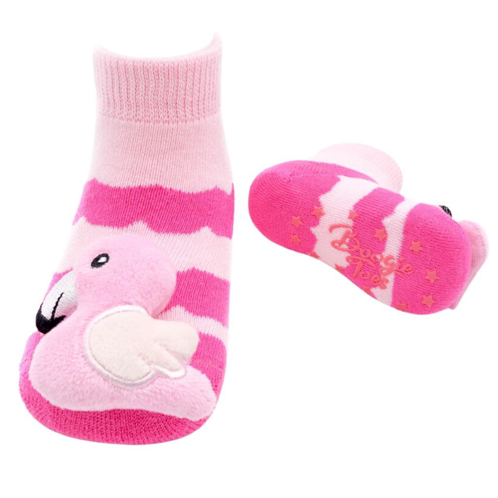 Pink Flamingo Rattle Socks 0-12m