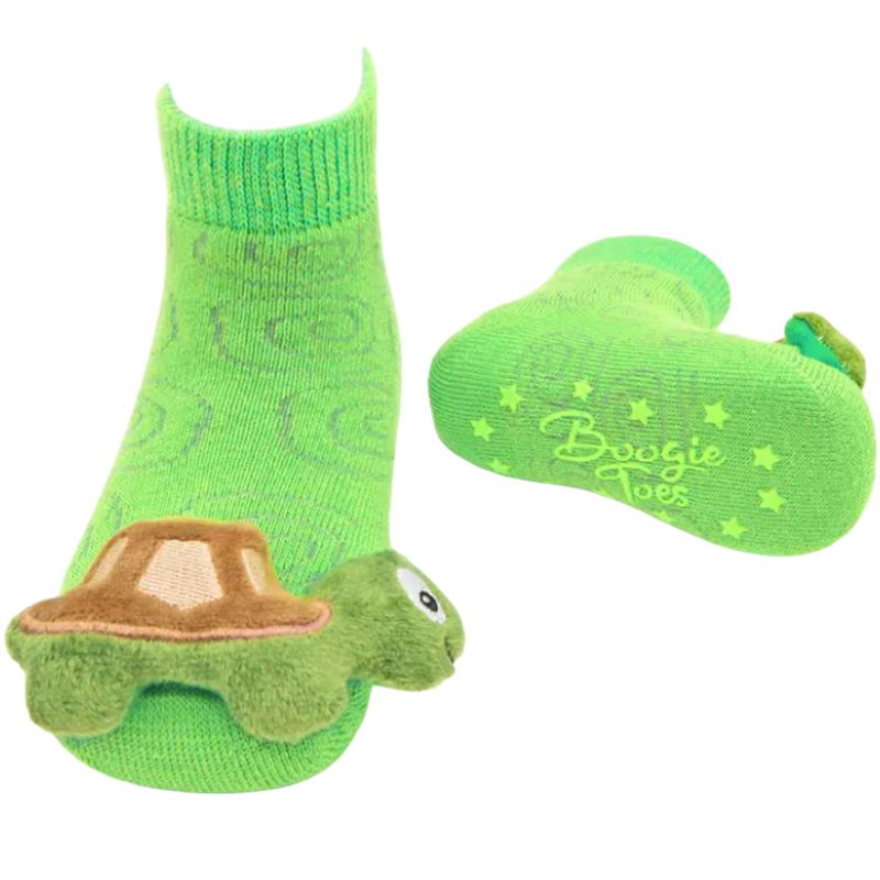 Green Turtle Rattle Socks 0-12m