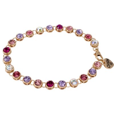 Gold Pink Multi Rhinestone Bracelet