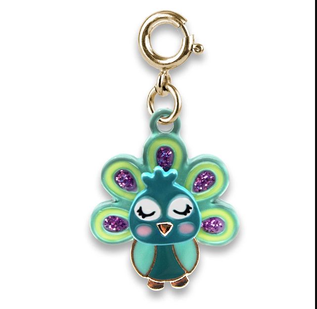 Gold Swivel Peacock Charm