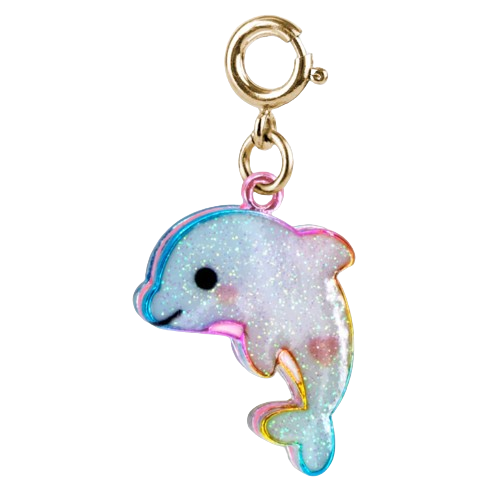 Gold Glitter Tie-Dye Dolphin Charm