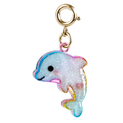 Gold Glitter Tie-Dye Dolphin Charm