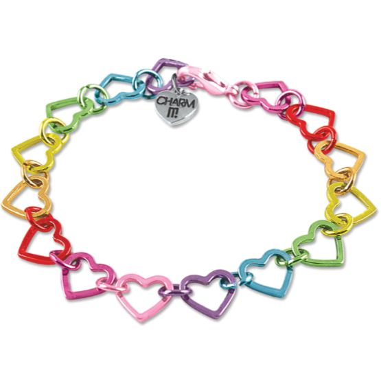 Rainbow Heart Link Bracelet
