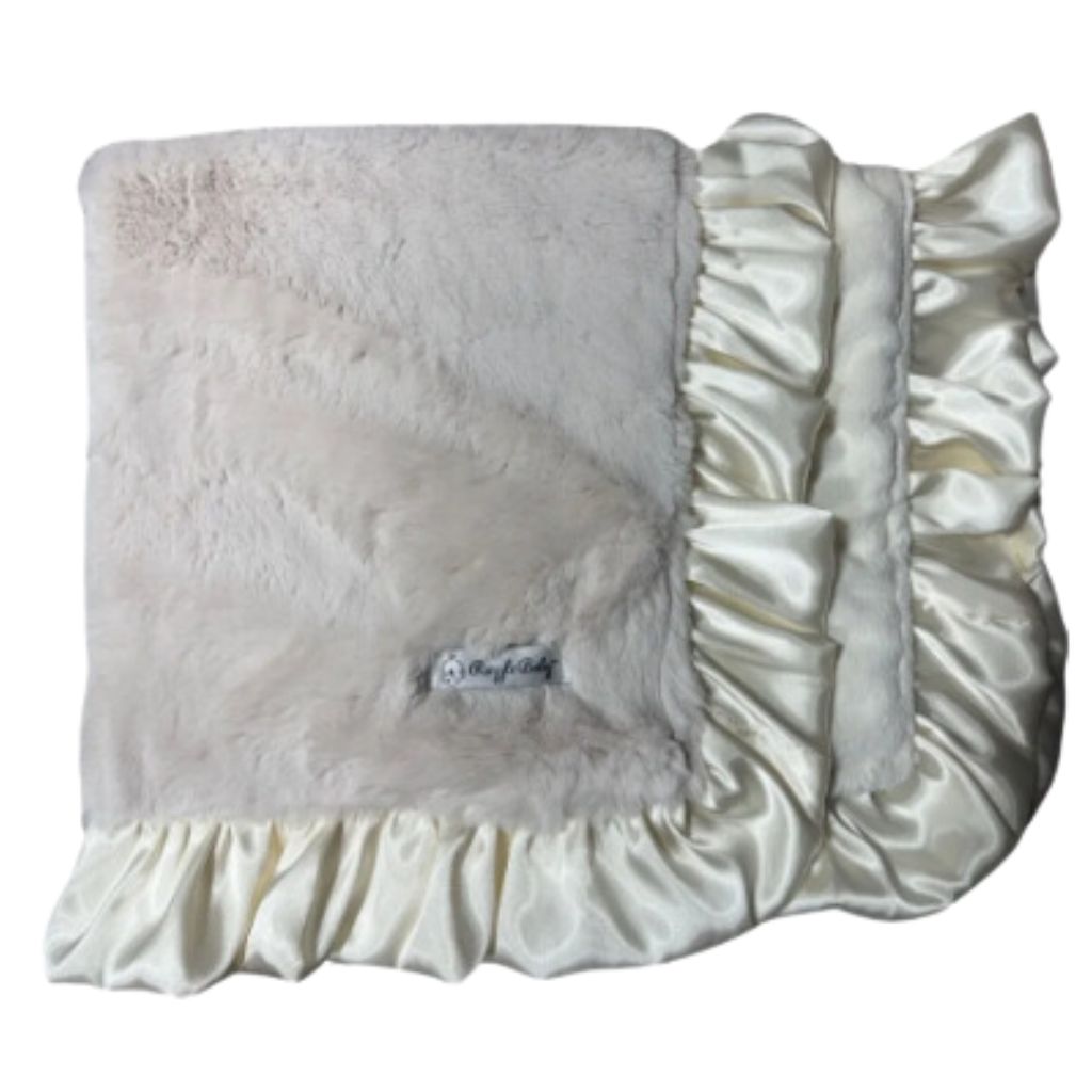 Neutral &amp; Champagne Double Plush Blanket