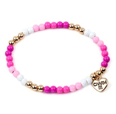 Gold Pink Stretch Bead Bracelet Gold Pink Stretch Bead Bracelet
