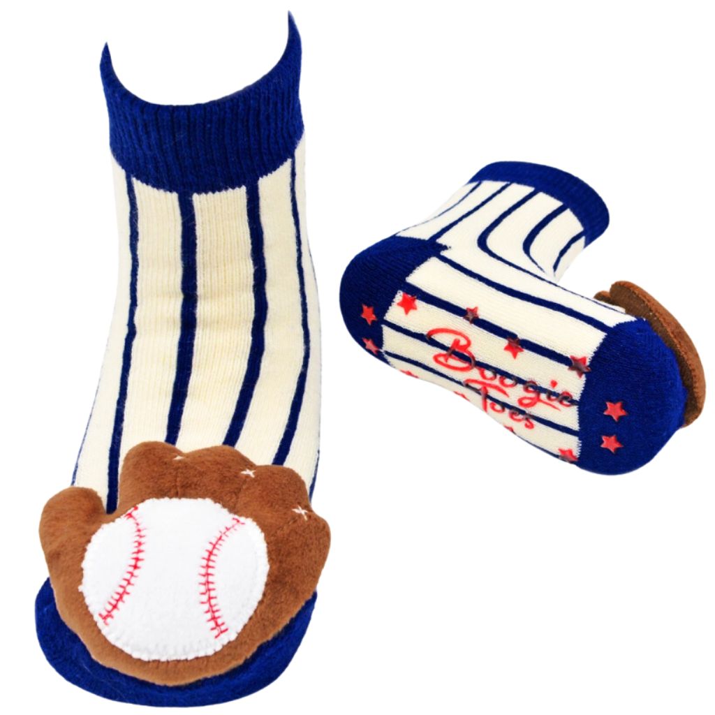 Baseball Striped Rattle Socks 0-12m