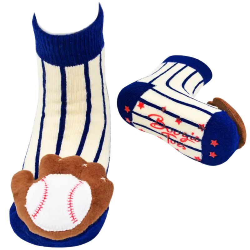 Baseball Striped Rattle Socks 0-12m