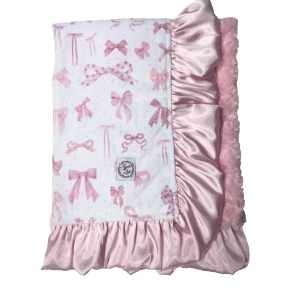 Pink Bows Double Plush Blanket