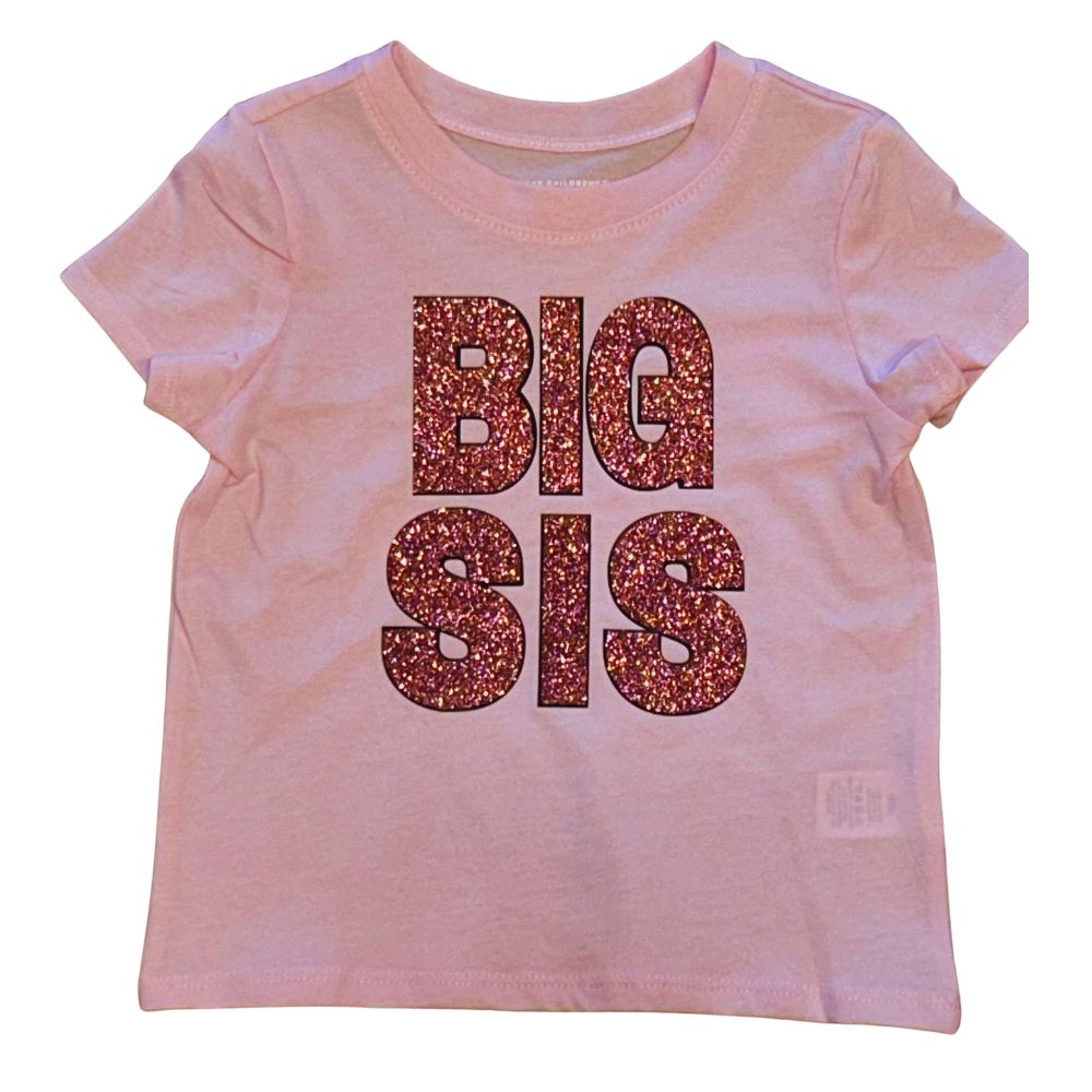 Pink Big Sis Short Sleeve Glitter