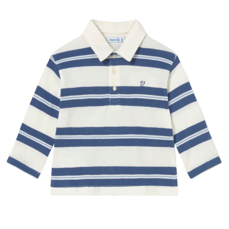 Blue Long Sleeve Stripe Polo Shirt