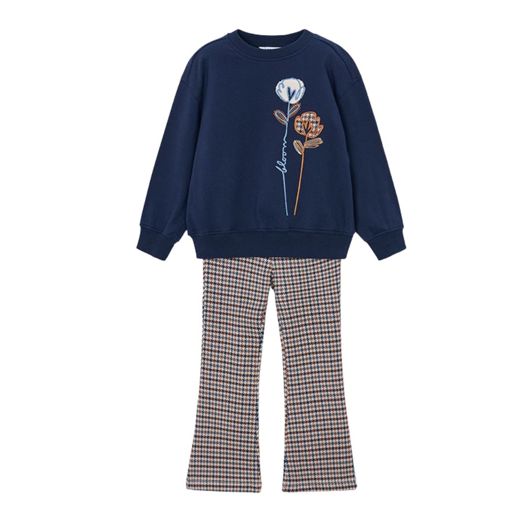 Navy Printed Fleece Leggings Set