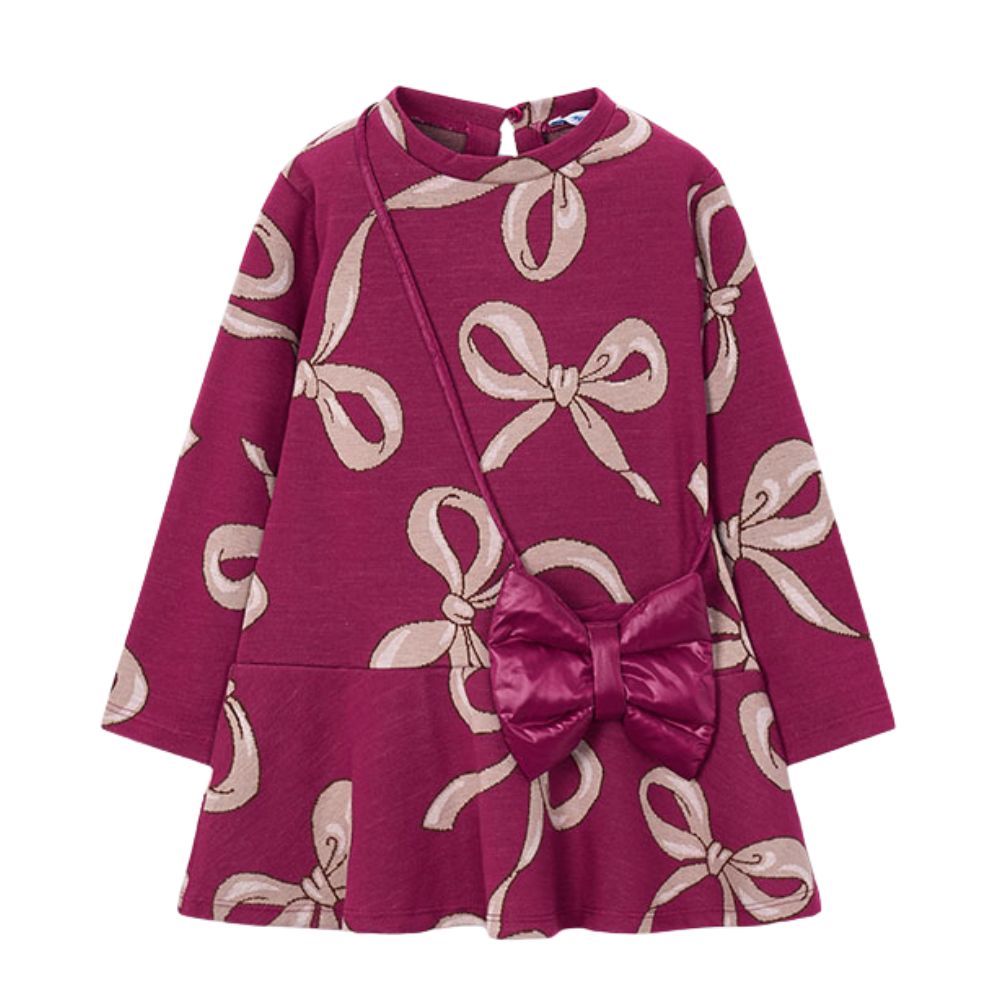 Raspberry Long Sleeve Bow Dress