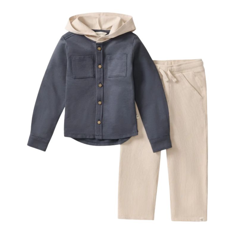 Hooded Button Down Shirt Set