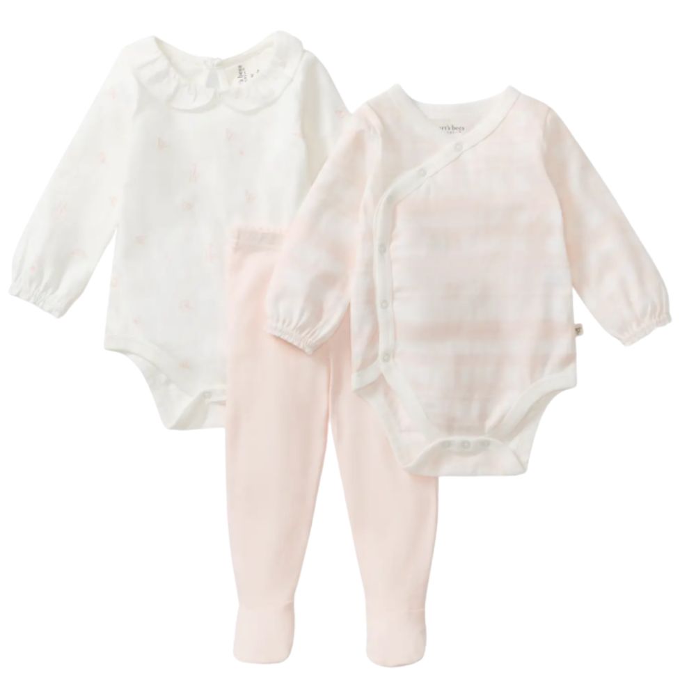 Origami Baby Girl 3-Piece Bodysuit &amp; Pants Set