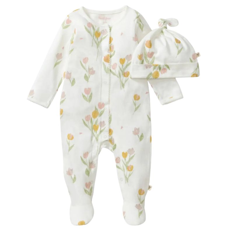 Tulip Fields Baby Girl Jumpsuit &amp; Hat Set