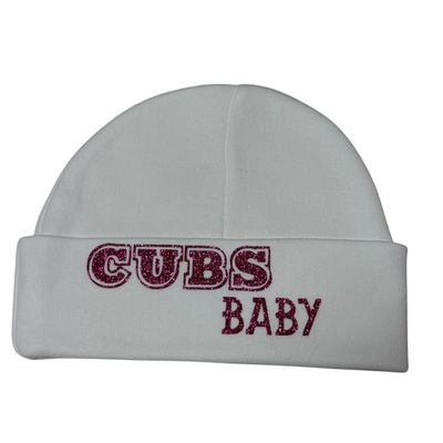 CUBS Baby Beanie With Glitter 0-6m CUBS Baby Beanie With Glitter 0-6m