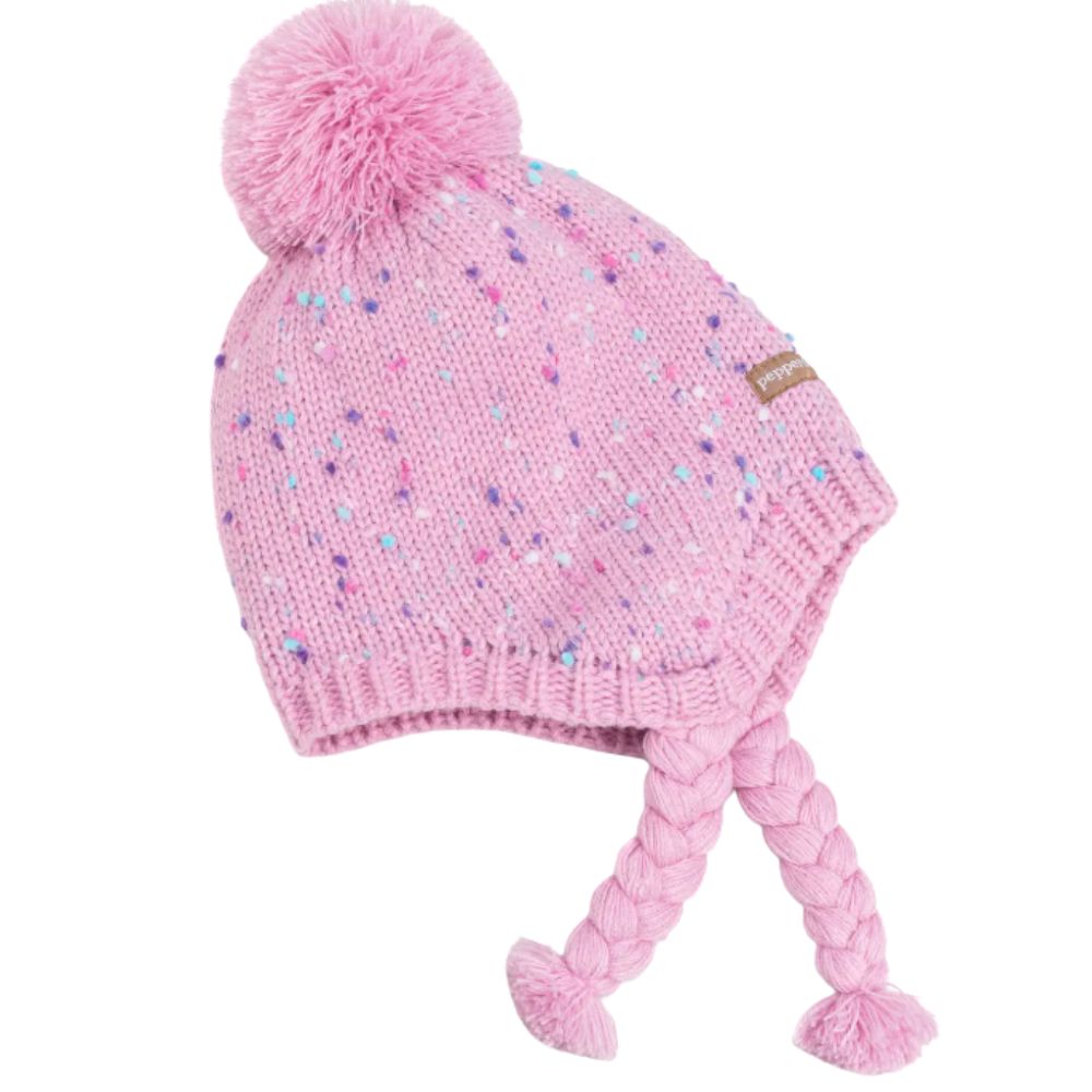 Lilac Girls Specked Earflap Winter Hat with Tassels