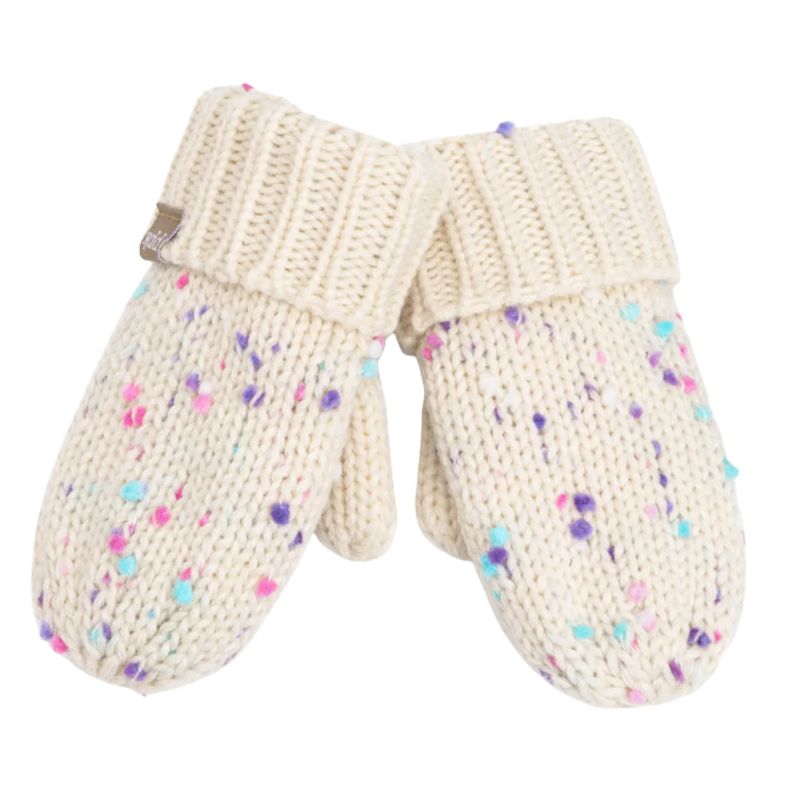 Off White Mittens with Bow Fleece Lined